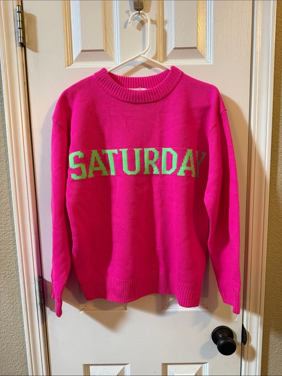 English Factory Sweaters - English Factory Bright Pink "SATURDAY" Crewneck Sweater sz xs oversized